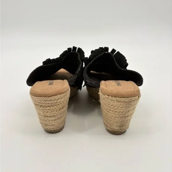 Minnetonka | Black Fringe Slide wedge Sandals | size 9 - Picture 3 of 7